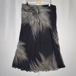Vtg Ashley Stewart Maxi Skirt 20W Chiffon Overlay Dark Abstract Witchy Fairy Y2K